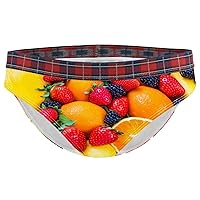 Fresh Fruit Strawberry Mulberry Orange Grape Prints Women Underwear Cotton Bikini Ladies Brief Panties, S