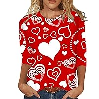 Women Graphic Tshirt Heart Patterned Turtle Neck Long Sleeve Shirt Workout Classic Women's Tops, Tees & Blouses