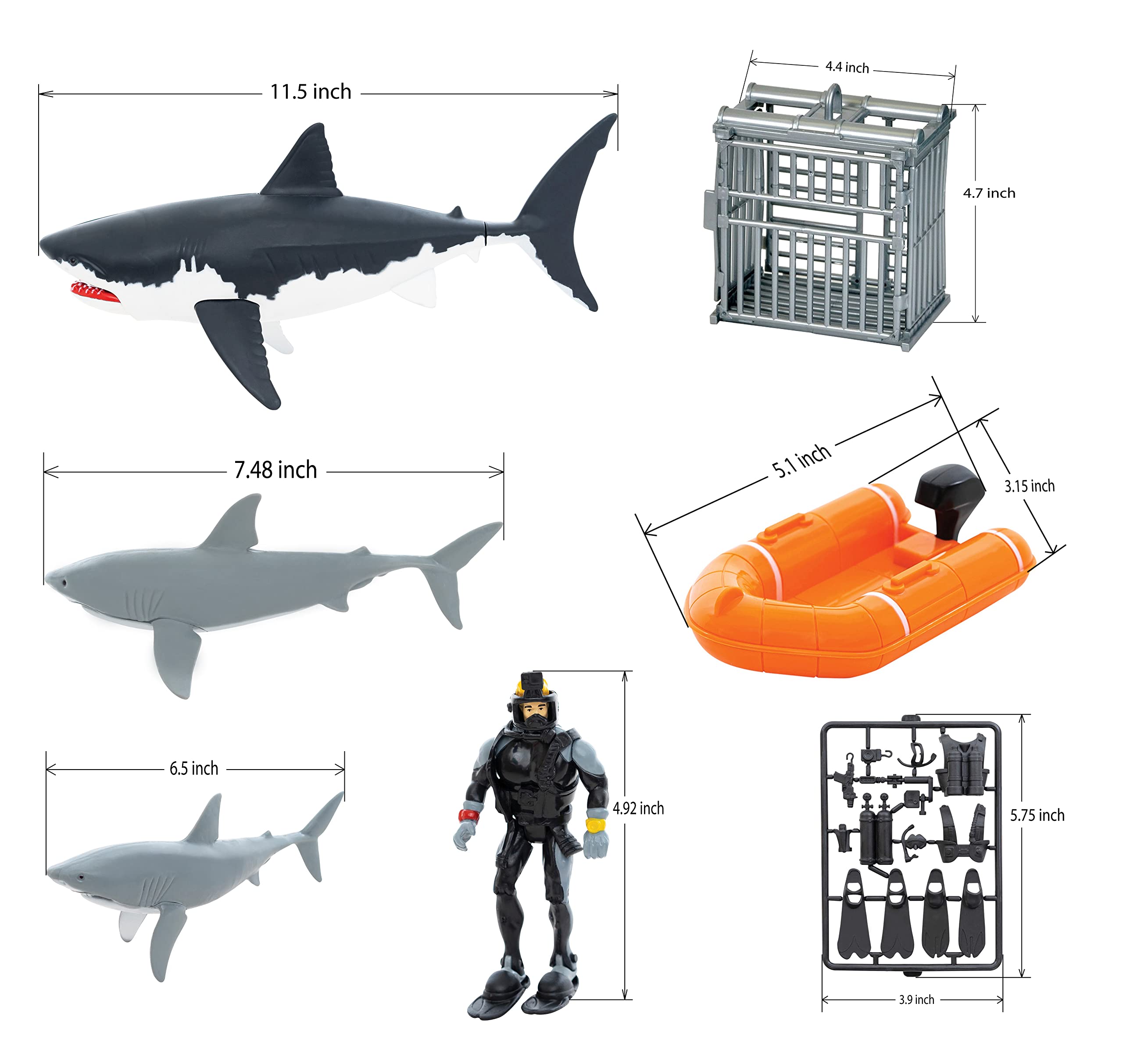Mua Discovery: Shark Week - Shark Week Diver with Megalodon Play Set,  Action Figure, Floating Rescue Boat Bath Toy, Cage, Great White Shark,  Megadolon and etc. trên Amazon Mỹ chính hãng 2023 | Giaonhan247