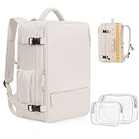 Travel Backpack For Women, Airline Approved Personal Item Bag, Carry On Backpack,17 Inch Laptop Backpack, Waterproof Casual Overnight Bag, Hiking Backpack (Beige)