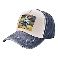 Beautiful Starfish Print Vintage Washed Cotton Adjustable Baseball Caps Dad Hat Adjustable Hip Hop Hat Trucker Hat