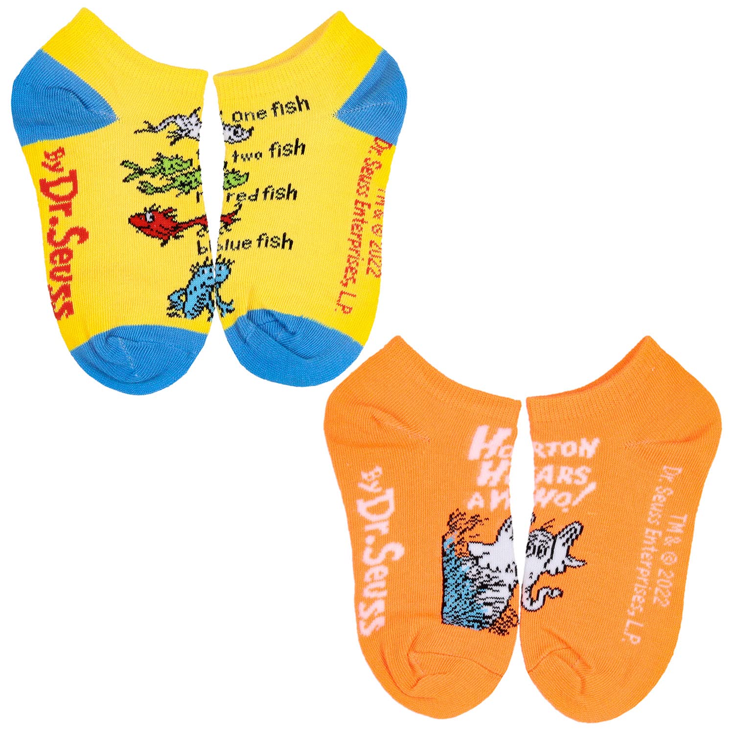 Dr. Seuss Book Titles and Characters Kids Week Of Socks Box Set Crew and Ankle Mix And Match 7 Pairs