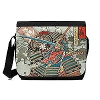 Strand Clothing Japanese Ukiyo-e Messenger Bag - Samurai Armour Woodblock Art Printed Shoulder Satchel