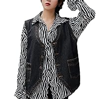 Women's Men's Denim Vest Denim Jacket Sleeveless Coat Casual Street Loose Plus Size