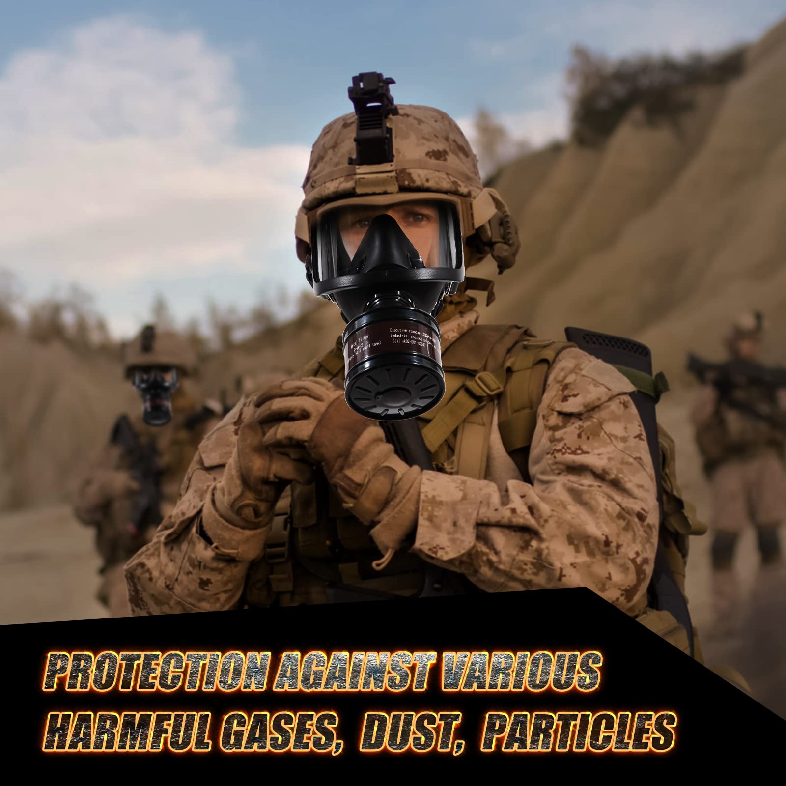 HANUU Gas Masks Survival Nuclear and Chemical, Gas Mask Military Tactical Respirator, Full Face Respirator Mask with 40mm Activated Carbon Filter for Dust, Vapors, Chemicals