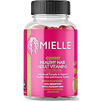 Mielle Organics Adult Healthy Hair Formula Gummy Vitamins with Biotin, 60 Count