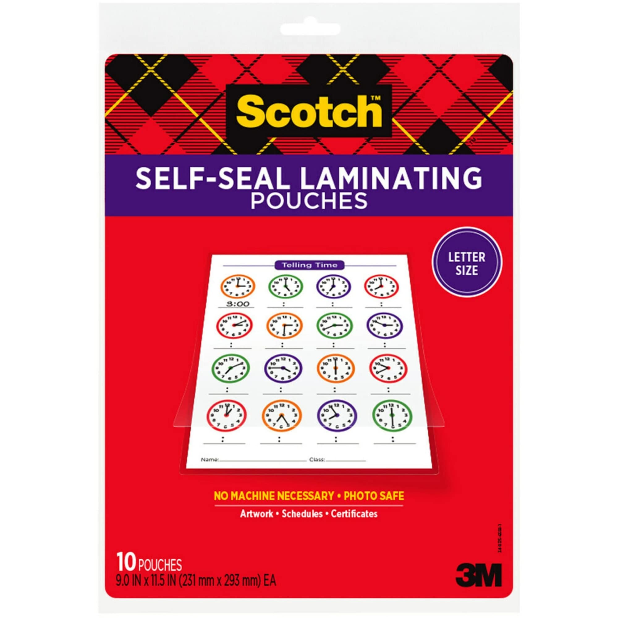 Scotch™ Self-Sealing Laminating Pouches, LS854-10G, 9