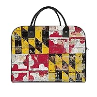 Maryland State Flag on Brick Wall Travel Tote Bag Large Capacity Laptop Bags Beach Handbag Lightweight Crossbody Shoulder Bags for Office