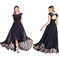 GODDIVA London by Joycze Embellished Crochet Lace Pleated Bodice High and Low Maxi Dress, Cocktail, Evening, Gown