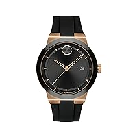 Movado Bold Men's Swiss Quartz Stainless Steel and Silicone Strap Watch, Color: Black (Model: 3600851)