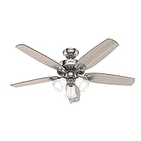 Hunter Fan Company 51111 Builder Indoor Ceiling Fan with LED Light and Pull Chain Control, 52