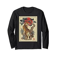 Tattoo Style Traditional Japanese Tiger Long Sleeve T-Shirt