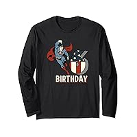 DC Comics Superman Birthday 6th American Flag Long Sleeve T-Shirt
