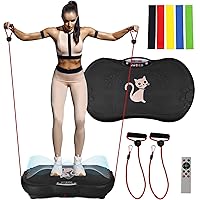 Vibration Plate Exercise Machine Whole Body Workout Machine Vibration Fitness Platform Machine Home Training Equipment with Resistance Bands, Remote Control