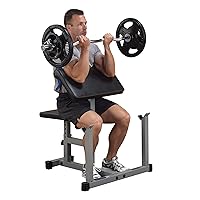 (PPB32X) Preacher Curl Bench with Adjustable Seat and Extra Wide Base for Bicep Workouts, High Tensile Strength, DuraFirm Padding - Weight Training Equipment