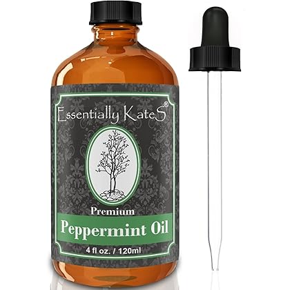 Peppermint Essential Oil 4 oz. with Detailed User's Guide E-book and Glass Dropper by Essentially KateS. by Essentially KateS