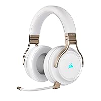 Corsair Virtuoso RGB Wireless Gaming Headset - High-Fidelity 7.1 Surround Sound w/Broadcast Quality Microphone - Memory Foam Earcups - 20 Hour Battery Life - Works with PC, PS5, PS4 - Pearl (Renewed)