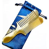 Natural Horn Comb, 100% Handmade Horn Comb,Natural Buffalo Horn Comb,Fine-Tooth + Wide-Tooth Comb, Anti-Static and No Tangle,Hair Care and Massage Brushes For Men and Women. (1 pack)