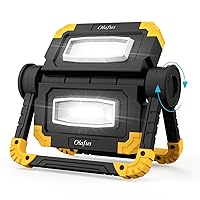 Olafus Work Light Rechargeable, 2000LM Portable Work Lights, 360° Rotation Folding Light with Stand, Versatile Emergency Light for Truck Car Repairs Camp Blackouts, Gift for Man, Type C Charge, Yellow