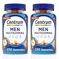 Centrum MultiGummies for Men, Gummy Multivitamin, Multivitamin/Multimineral Supplement with Selenium, Antioxidants and Vitamin D3, Assorted Fruit Flavor 170 Gummies (Pack of 2)