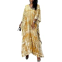 RanRui Women's Plus Size Caftans tie dye Vneck Kaftan Dresses Loose Soft Kaftan Loungewear