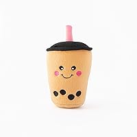 ZippyPaws NomNomz, Bubbly Boba Milk Tea - Plush Squeaky Dog Toys for Small & Medium Dogs, Food Shaped Puppy Toys with Squeakers, Food Themed Toys for Small & Medium Dog Breeds