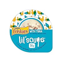 Purina Friskies Natural, Grain Free Wet Cat Food Lickable Cat Treats, Lil' Soups With Tuna in Chicken Broth - (Pack of 8) 1.2 oz. Cups