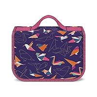 Colorful Origami Paper Swallow Birds Hanging Toiletry Bag for Women Travel Makeup Bag Organizer Waterproof Cosmetic Bag