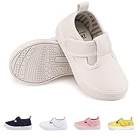 Toddler Girls Boys T-Strap Canvas Sneakers for Little Kids Classical Comfortable Mary Jane Cotton Flats, Non-Slip Casual Walking Shoes