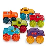 Battat – Plastic Toy Cars – 6-Pack & Storage Bag – Colorful Toddler Trucks – Easy To Clean – 2 Years + – Mini Monster Trucks