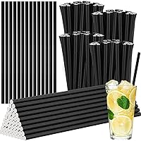 Mifoci 1000 Counts Biodegradable Paper Straws Bulk Disposable Drinking Straws 7.75 in Durable Straws for Party Supplies, Birthday, Anniversary, Wedding, Christmas, Holiday(Black)