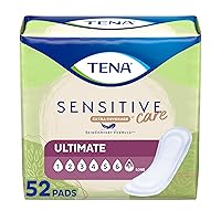 Tena Incontinence Pads, Bladder Control & Postpartum for Women, Ultimate Absorbency, Extra Coverage, Long Length, Sensitive Care - 52 Count