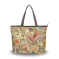 My Daily Women Tote Shoulder Bag Tarot Cards Vintage Handbag Large