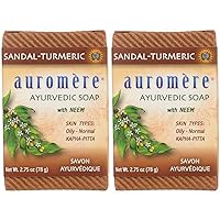 Auromere Ayurvedic Bar Soap, Sandal Turmeric - Eco Friendly, Handmade, Vegan, Cruelty Free, Natural, Non GMO (2.75 oz), 2 pack