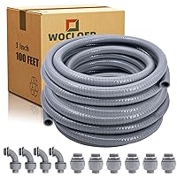 Liquid-Tight Conduit - 1inch 100 Foot Flexible Non Metallic Liquid Tight Electrical Conduit Kit, with 6 Straight and 4 Angle Fittings Included. 1