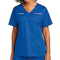 TEEAMORE Custom Embroidered Medical Scrub Set Add Your Text Women's Medical Wrap Scrub Top & Bottom