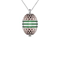talia Rhodium Plated Rose Gold Silver Vermeil with White and Green Diamond Cut CZ Opus Pendant Necklace 3 Charm Set on 20 to 32 Inch Chain