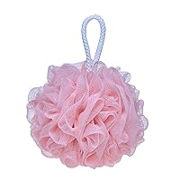 Mesh Pouf Bath Sponge Exfoliating Shower Ball Pom Cleaning Accessory Pink Color