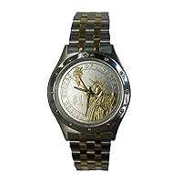 Coin Watch, Two Tone Statue of Liberty Dollar, All Stainless Steel Bracelet Watch