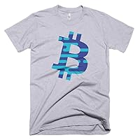 Funky Blue BTC Tshirt - Full Color Bitcoin Logo Print - Available In White, Black & Grey - Sizes Small - XL