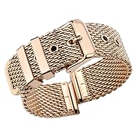 Men's Watchbands 18mm 20mm 22mm 24mm Stainless Steel Wrist Band Strap Universal Men Women Mesh Watchband Link Bracelet Accessories Gold (Band Color : Rose Gold, Band Width : 20mm)