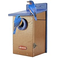 Kingsyard Recycled Plastic Bird House for Outdoor, Bluebird House with Predator Guard, Nesting Box Birdhouse for Yard Garden Wild Bird Watching, Blue & Brown
