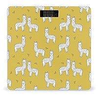Alpaca Mustard by Andrea Lauren Digital Bathroom Scale for Body Weight Lighted Large LCD Display Round Corner Home