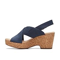 Clarks Women's Giselle Dove Wedge Sandal, Navy Nubuck, 5