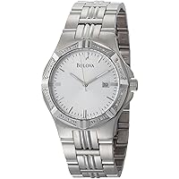 Bulova Men's 96E107 Diamond Case Silver Dial Bracelet Watch