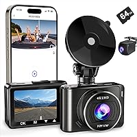 Dash Camera, 4K/1080p Dash Cam Front Rear Built-in WiFi, with 64GB SD Card, Full HD 2.0” IPS Screen Dash Camera for Cars with App Control, G-Sensor, Loop Recording, Parking Mode