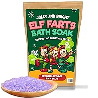Elf Farts Bath Salts Soak - Unique Holiday Gag Gift for Kids - Funny Christmas Bath Gifts for Teens - Jolly and Bright Unisex Lavender Stocking Stuffers Men