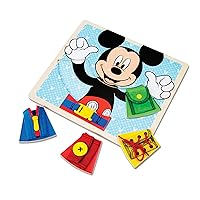 Melissa & Doug Mickey Mouse Clubhouse Wooden Basic Skills Board - Zip, Lace, Tie, Buckle, Button, and Snap