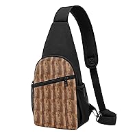 Brown Wooden Casual Crossbody Chest Bag, Lightweight Shoulder Backpack, Women'S, Men'S Hiking Outdoor Backpacks