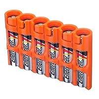 SLAAAORG by Powerpax SlimLine AAA Battery Caddy, Orange, Holds 6 Batteries, 1 Count (Pack of 1)